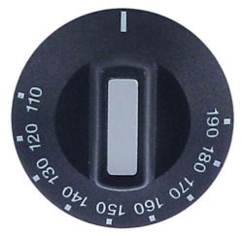 Q306337 Knob up to 190ºC (110190ºC) Ø 50mm axis: Ø 6x4.6mm flattening left